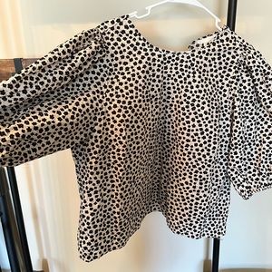 H&M | Cream with black flowers wide sleeve shirt